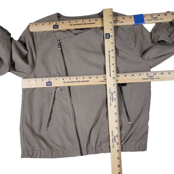Vigoss Moto Jacket S Women Gray Double Asymmetric Zippers Pockets Lined Modal - Picture 3 of 11